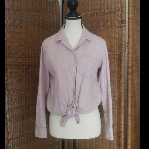 Madewell flannel tie front long sleeve top size Medium